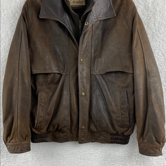 Vintage Columbia Brown Leather Bomber / Flight Jacket, Men’s Medium - Picture 5 of 17